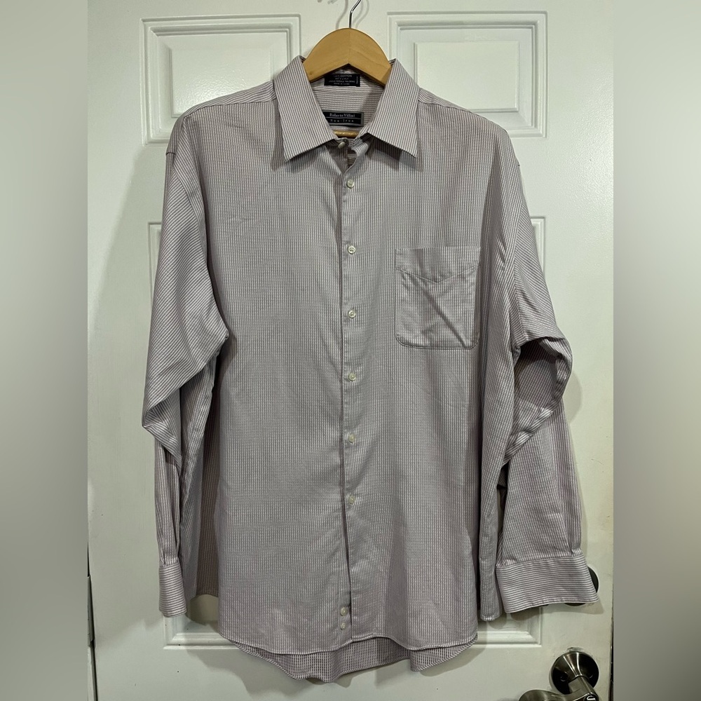 2/$30 Roberto Villini Non-Iron Cotton Dress Shirt Size 18 34/35